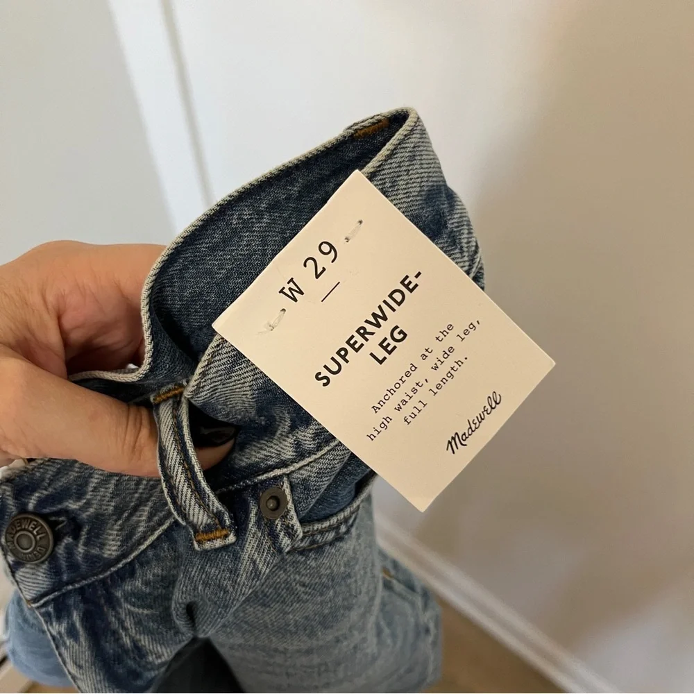NWT Madewell Super Wide Leg Jeans 100% Cotton Size 29 - Picture 8 of 8
